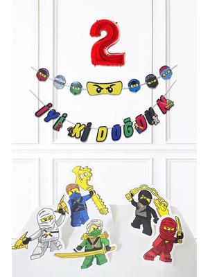 Pekshop Ninja Konsept Doğum Günü Yaş Balonlu Ninja Tema Süsleme Seti