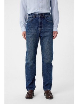 Antioch Lacivert Yüksek Bel Regular Fit Erkek Kot Pantolon