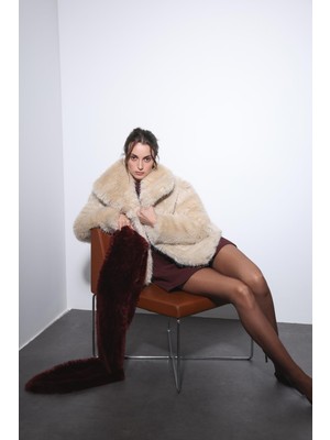 Antioch Ekru Suni Kürk Kadın Ceket