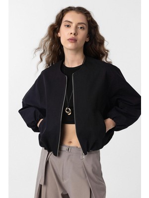 Antioch Siyah Crop Kadın Bomber Mont