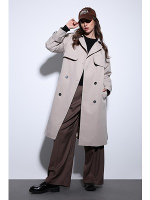 Antioch Bej Kruvaze Kemerli Kadın Trençkot