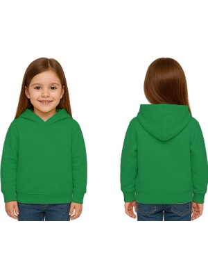 Sedirli Unisex Düz Baskısız Çocuk Sweatshirt Kapüşonlu 3 Iplik Şardonlu Kumaş