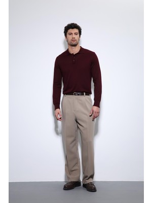 Antioch Bordo Polo Yaka Erkek Kazak