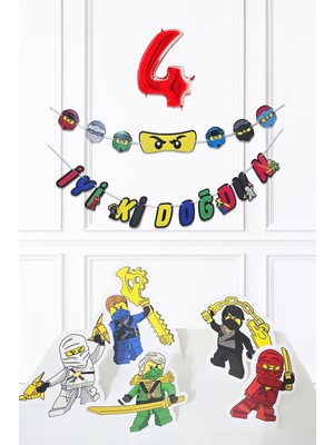 Pekshop Ninja Konsept Doğum Günü Yaş Balonlu Ninja Tema Süsleme Seti