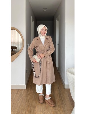 Qimene Kuşaklıceplisüet Ceketkap