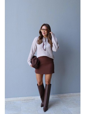 Purple By Banu Kahve Mini Etek