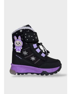 Liger Içi Kürklü Suya Dayanıklı Soğuk Geçirmez Bebe Çocuk Bot Siyah - Mor