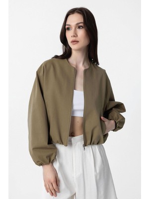 Antioch Haki Crop Kadın Bomber Mont