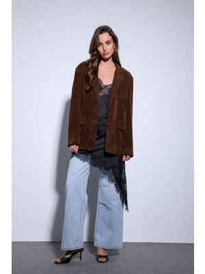 Antioch Kahve Kuşak Bağlamalı Süet Kadın Ceket