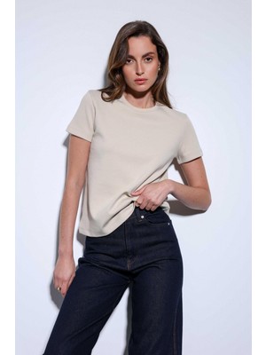 Antioch Bej Basic Kadın T-Shirt