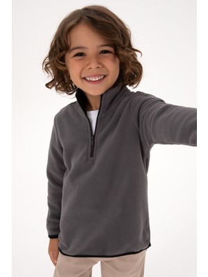 U.S. Polo Assn. Erkek Çocuk Gri Yarım Fermuarlı Sweatshirt 50313841-VR024