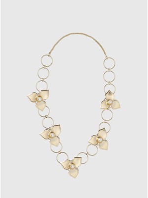 ROMAN İnci ve Çiçek Detaylı Uzun Kadın Kolye Standart Renk K1986206_089