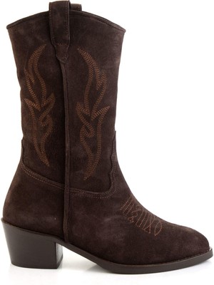 Bambi Kahve Hakiki Deri Kadın Bot & Bootie K02531255002