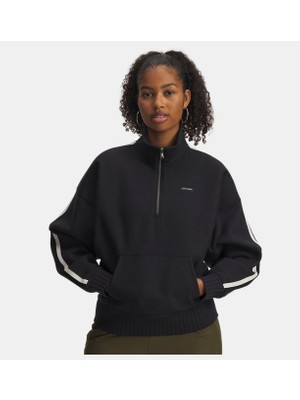 Under Armour Kadın Ua Icon Yarım Fermuarlı Sweatshirt Siyah Düz Desenli Rahat Kesim