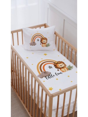 Lilabio %100 Pamuk Anne Yanı Beşik Nevresim Takımı (60X100) Gökkuşağı Aslan