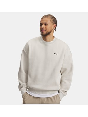 Under Armour Erkek Ua Icon Heavy Rib Crew Sweatshirt Düz Desenli Beyaz Renk 6003939-110