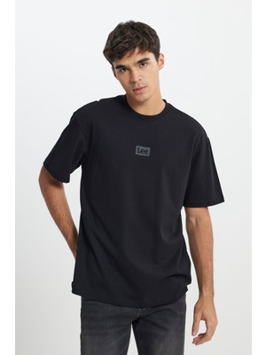 Lee L222001001 Siyah Lose Fit Bisiklet Yaka Erkek %100 Pamuklu T-Shirt