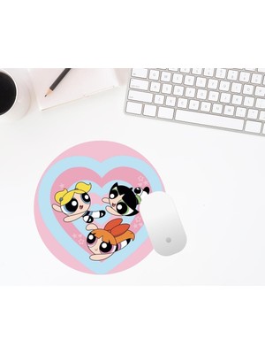 Hediye Labs Ppg Kızları Baskılı Yuvarlak Mouse Pad