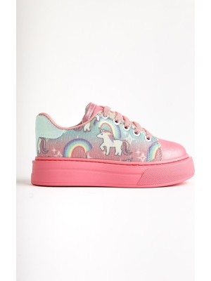 Limoya Kenia Pembe Unicorn Baskılı Çocuk Spor Ayakkabı