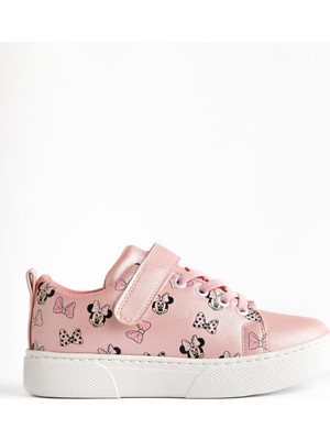 Limoya Helda Pembe Çizgi Karakter Baskılı Bağcıklı Cırcırt Detaylı Çocuk Spor Ayakkabı