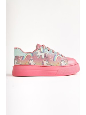 Limoya Gea Pembe Unicorn Baskılı Çocuk Spor Ayakkabı