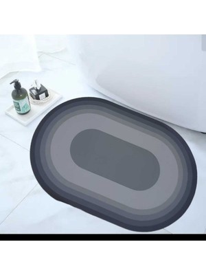 2 Adet Kaymaz Tabanlı Su Emici Abdest ,banyo ve Mutfak Paspası 58X38CM Siyah Gri Renk Yazısız