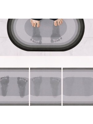 2 Adet Şık Tasarım Su Emici Banyo Lavabo Tuvalet Kaymaz Tabanlı Oval Paspas 38X58 cm A-60