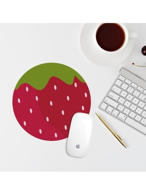 Hediye Labs Yuvarlak Çilek Yuvarlak Mouse Pad Mouse Altlığı