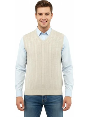 Erkek V Yaka Süveter Çelik Örgü Regular Kalıp 5209H BGL-ST04843