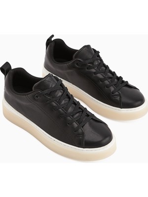 Limoya Lina Hakiki Deri Siyah Kadın Sneaker Ayakkabı