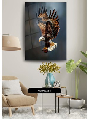 Glitglass Cam Tablo Kartal - Güç ve Özgürlüğün Sanatsal Yansıması
