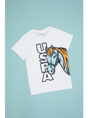 U.S. Polo Assn. Erkek Çocuk Beyaz Bisiklet Yaka Süprem Tişört 50316479-VR013