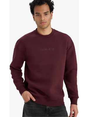 DeFacto Boxy Fit Bisiklet Yaka İçi Yumuşak Tüylü Baskılı Sweatshirt X8282AZ25AU