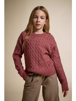 DeFacto Kız Çocuk Bisiklet Yaka Triko Kazak F2748A825WN