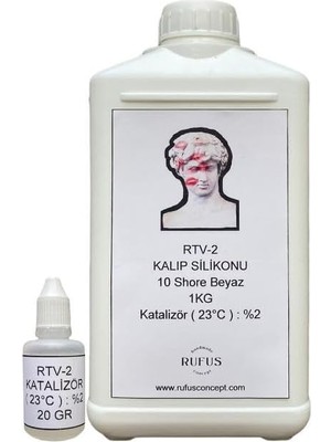 Rufus RTV-2 10 Shore Beyaz Kalıp Silikonu 1kg + 20GR Katalizör Yüksek Kalite Malzeme