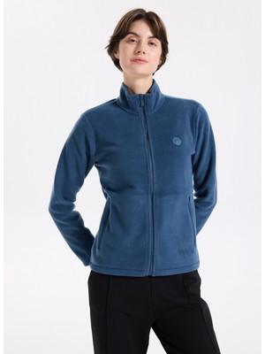 Discovery Expedition D5WL-SWT3303 Indigo Dik Yaka Basic Düz Kadın Polar Sweatshırt