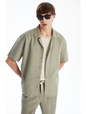 Lc Waikiki Yeni Sezon Rahat Kalıp Resort Yaka Kısa Kollu Müslin Erkek Gömlek