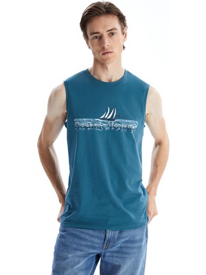 Lc Waikiki Yeni Sezon Bisiklet Yaka Baskılı Erkek Kolsuz Tişört