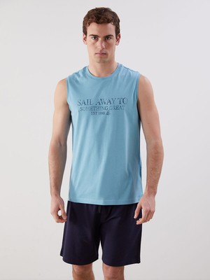 Lc Waikiki Yeni Sezon Bisiklet Yaka Baskılı Erkek Kolsuz Tişört