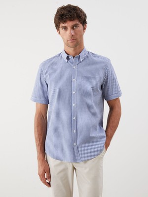 Lc Waikiki Yeni Sezon Regular Fit Kısa Kollu Ekose Poplin Erkek Gömlek