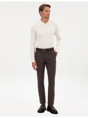 Pierre Cardin Erkek Koyu Kahverengi Slim Fit Kanvas Pantolon 50317228-VR084