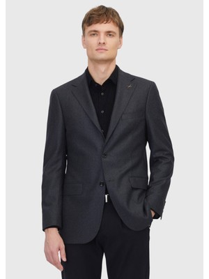 Ramsey Siyah Desenli Regular Fit %100 Yün Ceket