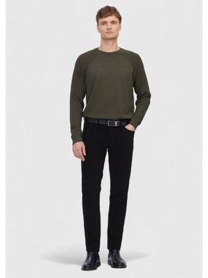 Ramsey Siyah Düz Dokuma Slim Fit Casual Pamuk Karışımlı Pantolon