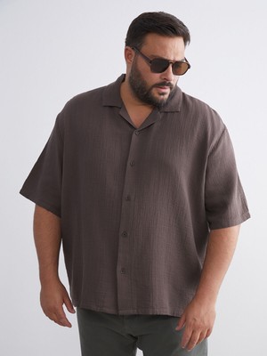 Lc Waikiki Yeni Sezon Büyük Beden Resort Yaka Kısa Kollu Müslin Erkek Gömlek