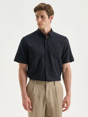 Lc Waikiki Yeni Sezon Regular Fit Kısa Kollu Keten Görünümlü Erkek Gömlek
