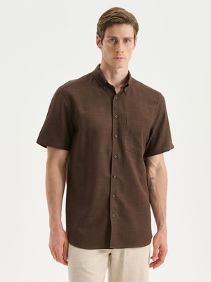 Lc Waikiki Yeni Sezon Regular Fit Kısa Kollu Keten Görünümlü Erkek Gömlek