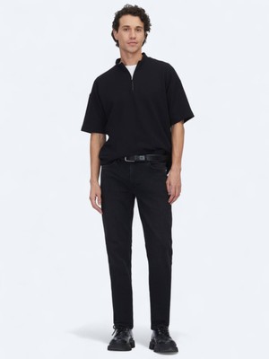 Kip Siyah Slim Fit Denim Pamuk Karışımlı Pantolon