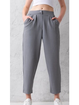 Çift Düğmeli Havuç Model Bilek Boy Kadın Kumaş Pantolon