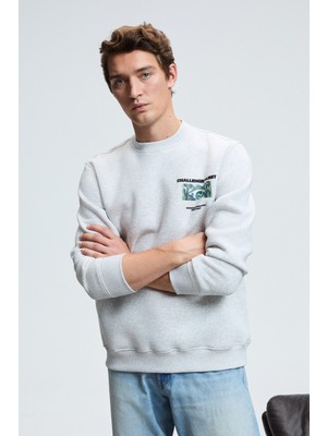 Grimelange ALARIC Erkek Yuvarlak Yaka Önü Ve Sırtı Baskılı Regular Fit Grimelanj Sweatshirt