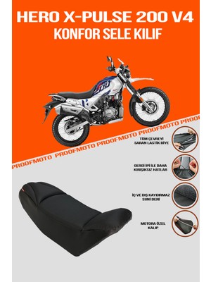 PROOFMOTO Hero X Pulse 200 4V Konfor Sele Kılıf Nefes Alabilen Suni Deri Malzeme ile Uyumlu